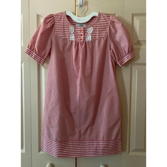 Tibi Red White Pinstripe Dress 10 POCKETS Short Sleeves Sundress spring summer - Picture 8 of 10
